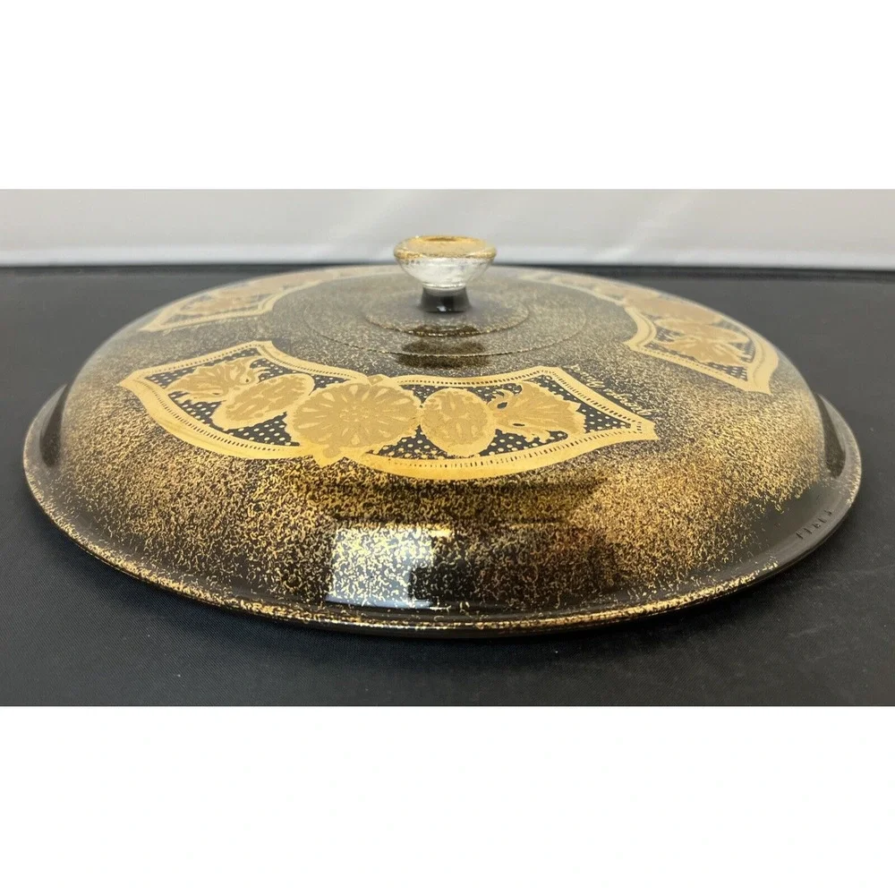 Fire King Georges Briard Gold & Black Medallion Casserole Lid ONLY Replacement
